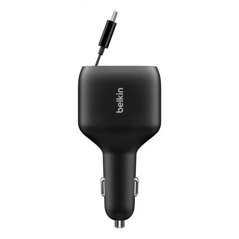 Belkin 75W 2-porttinen vetäytyvällä USB-C-kaapelilla auto - kaapeli (CCC001HQBK)