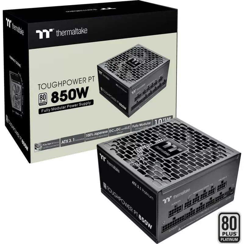 Virtalähde Thermaltake Toughpower PT 850W 80 Plus Gold, malli PS-TPP-0850FNFAPE-1