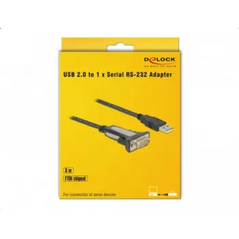 DELOCK sovitin USB 2.0 Type-A - 1 x sarjaportti RS-232 DB9, 3 m