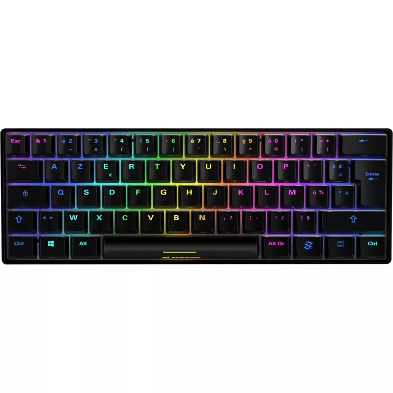 Sharkoon SGK50 S4 -näppäimistö pelikäyttöön USB AZERTY ranska musta 60% RGB LED