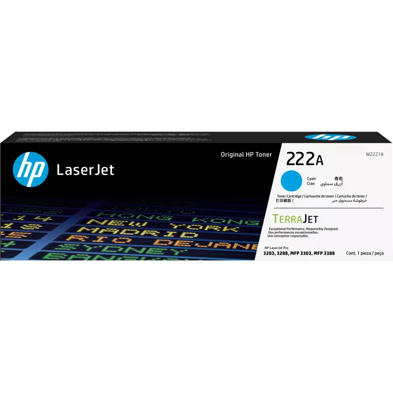 HP 222A - syaani - alkuperäinen - LaserJet - värikasetti (W2221A) - Color LaserJet Pro MFP 3302fdn