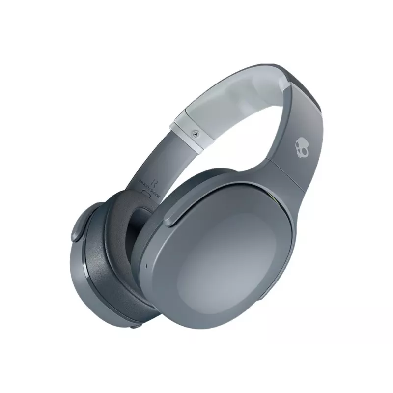 Kuulokkeet Skullcandy Crusher Evo — johdollinen & Bluetooth, harmaa, 40 h akku, USB-C, AUX, taitettava
