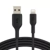 BELKIN PVC USB-KAAPELI USB-A - LIGHTNING, 1M, MUSTA