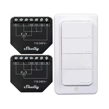 Shelly WiFi Controller Set Shutter BLU RC Button 4 — älykäs rele rullaverhoille ja kaihtimille