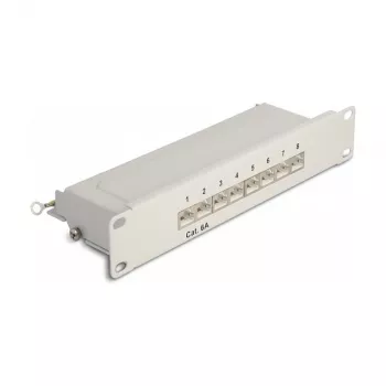 DeLOCK 10 tuuman kytkentäpaneeli 8 port Cat.6A 1U harmaa