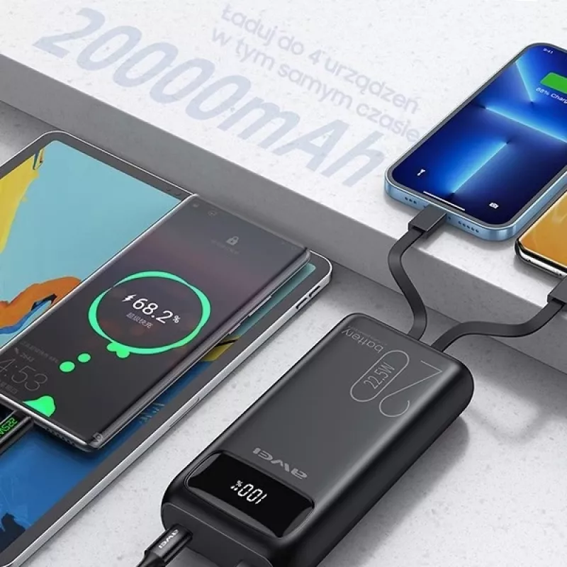 Powerbank 20000mAh P169 K 22.5W USB-C + Apple kaapeli