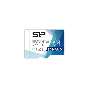 MicroSDXC-muistikortti Silicon Power Superior Pro 64 GB UHS-III U3 V30 100/80 MB/s SD-adapterilla