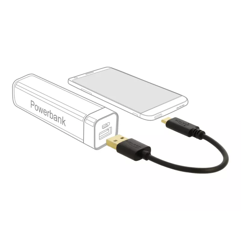 DeLOCK USB-latauskaapeli Type-A USB Type-C 15 cm musta