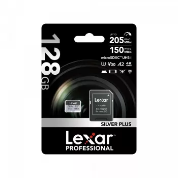 Flash-muisti Lexar 128 GB UHS-I MicroSDXC Professional SILVER PLUS