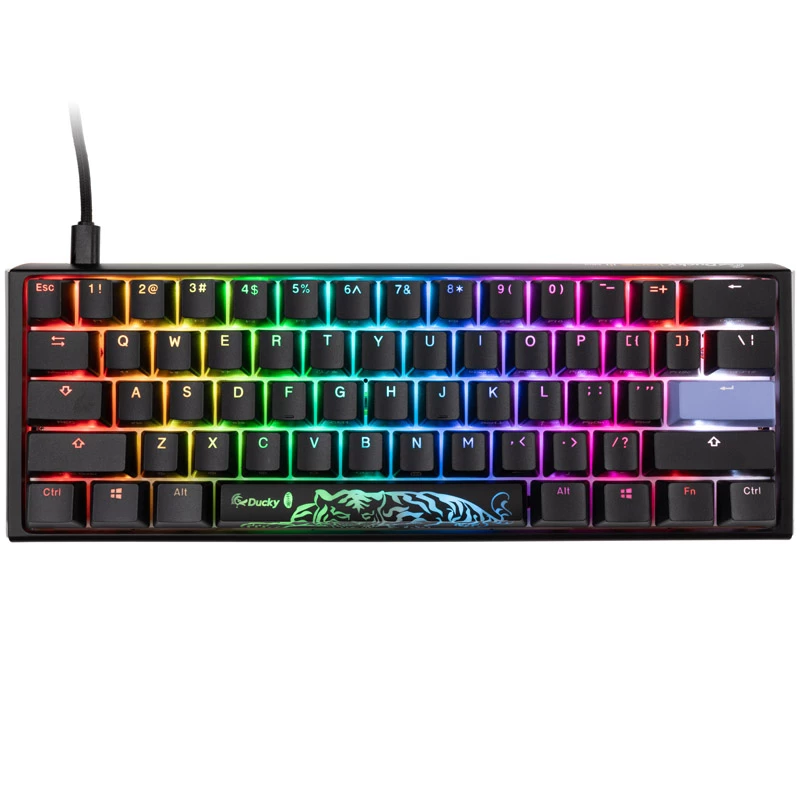 Ducky One 3 Classic musta/valkoinen Mini -pelinäppäimistö, RGB-LED - MX-Speed-hopea (US) (DKON2161ST-PUSPDCLAWSC1)
