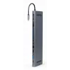 Gembird A-CM-COMBO9-01 USB Type-C 9-in-1 moniporttinen adapteri (USB-keskitin + HDMI + VGA + PD + kortinlukija + LAN + 3,5 mm ääni), Space Grey