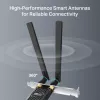 Wi-Fi 6 Bluetooth PCIe -sovitin TP-LINK Archer TX10E AX900 — PCIe-kortti, AX900 Wi-Fi 6, Bluetooth
