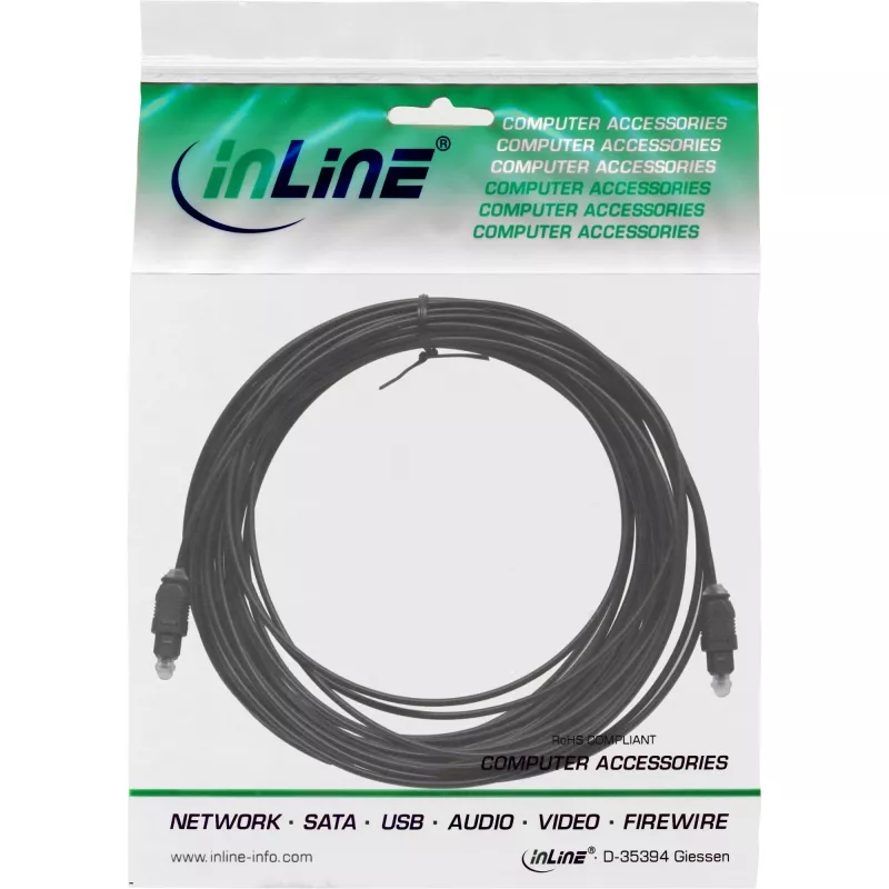 InLine Optinen audiokaapeli Toslink uros/uros, 15 m, musta (89916)