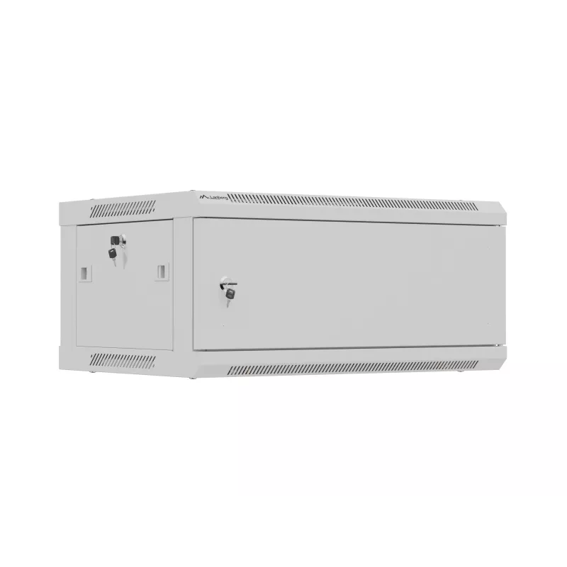 Seinäkiinnitteinen 19 tuuman asennuskaappi LANBERG WF01-6404-00S 4U 600×450 mm, harmaa