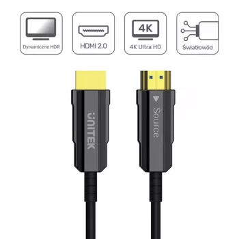 Optinen HDMI-kaapeli Unitek C11092ASL01 4K 60Hz (HDMI 2.0, 20 m, uros-uros, musta)