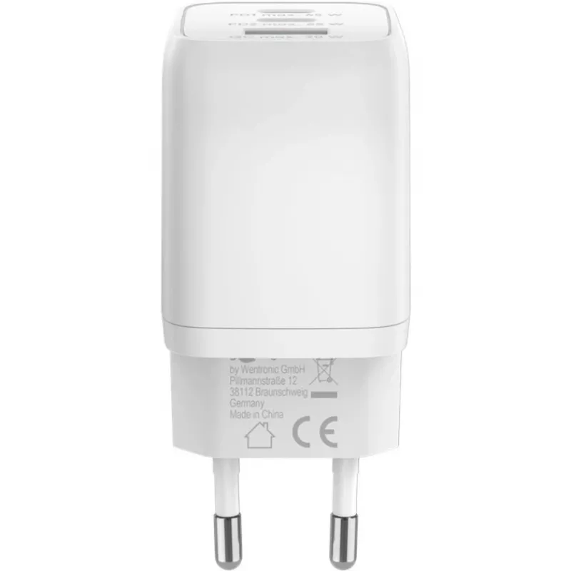 USB-C-pikalaturi Nano, PD, GaN, 65 wattia (valkoinen, 1x USB-A, 2x USB-C PD, Charge 3.0)