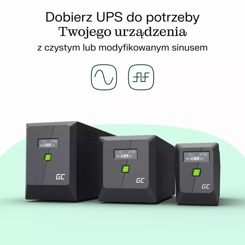Green Cell USV (USV) Line-Interactive 1 kVA 600 W 4 AC-lähtöä