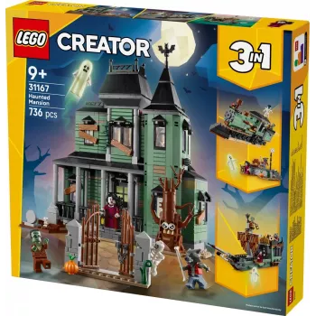 Rakennuslelu LEGO Creator 3-in-1 Spukhaus malli 31167 – 736 osaa, 3 mallia, 5 minifiguuria