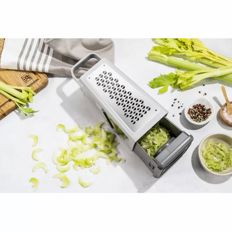 ZWILLING 36610-003-0 manuaalinen raastin/spiraliseraaja laatikko raastin harmaa