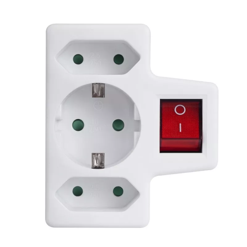 Maclean MCE215 monipistorasia-adapteri, 1x16 A + 2x2,5 A Schuko