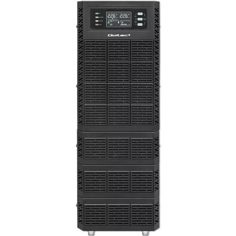 Qoltec 52284 UPS keskeytymätön virransyöttö | 10kVA | 10000W | tehokerroin 1,0 | LCD | EPO | USB | Online