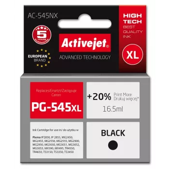 ActiveJet AC-545NX musta yhteensopiva pigmenttimuste, korvaa Canon PG-545XL, suuri riitto 16,5 ml