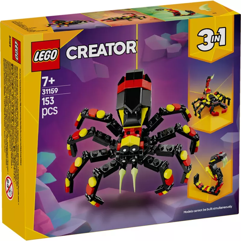 LEGO Creator 3-in-1 rakennettava hämähäkkimalli 31159 — 153 osaa, ikä 7+, 110×150×50 mm