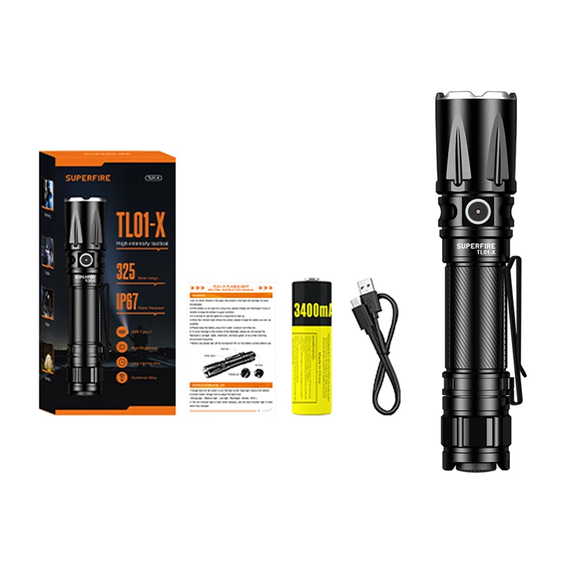 Taskulamppu Superfire TL01-X ladattava käsi-LED, kompakti muotoilu