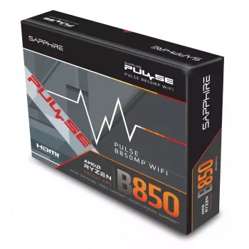 Emolevy Sapphire PULSE B850M WIFI — AMD B850 micro ATX, kanta AM5, DDR5 jopa 7600 MHz, 4 DIMM, 192 GB, Wi‑Fi 6, 2.5GbE