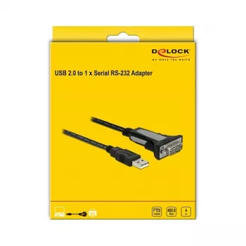 USB 2.0 Type-A 1 x sarjaportti RS-232 DB9 4 m DeLOCK 66323