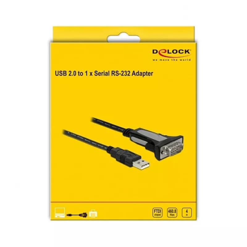 USB 2.0 Type-A 1 x sarjaportti RS-232 DB9 4 m DeLOCK 66323