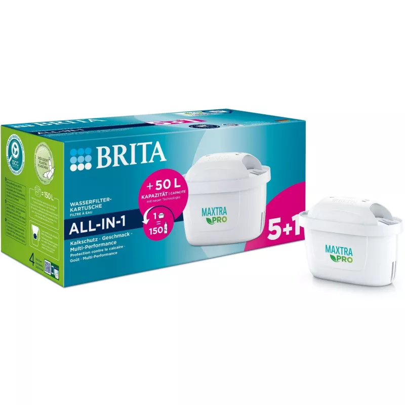 BRITA pöytävesisuodatin Maxtra Pro -suodatinpatruuna 5+1 pakkaus