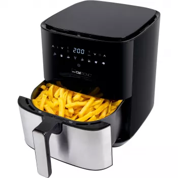 Clatronic FR 3782 H, kiertoilmakypsennin, 5 l, 80 °C, 200 °C, yksittäiskuva, musta, ruostumaton teräs