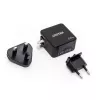 Unitek P1117B USB-C PD 65W yleislaturi matkapuhelimille, 2x USB‑C PD + 1x USB‑A, musta