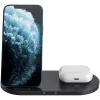 Laturi langaton telakointiasema 2in1 QI 10W/USB-C/LED musta