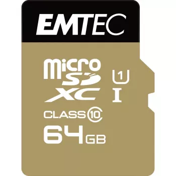 EMTEC Gold+ - flash-muistikortti (SD-sovitin sisältyy) - 64 GB - Class 10 - microSD - kulta (ECMSDM64GXC10GP)