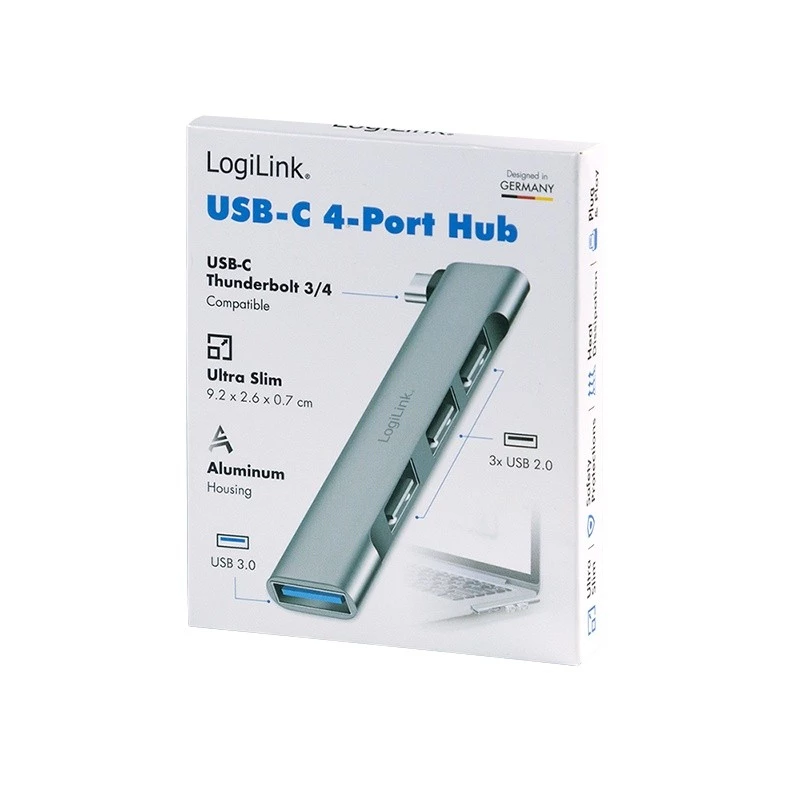 LogiLink USB 3.2 Gen1 -keskitin 4-porttinen USB-C 1x USB3.0 AF 3x USB2.0 AF UA0437