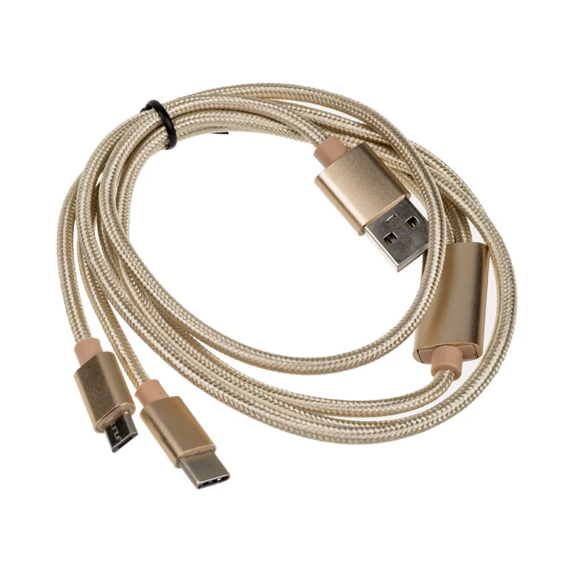 Akasa AK-CBUB42-12GL USB-kaapeli 1,2 m USB 2.0 USB A USB C/Micro-USB B kulta (AK-CBUB42-12GL)