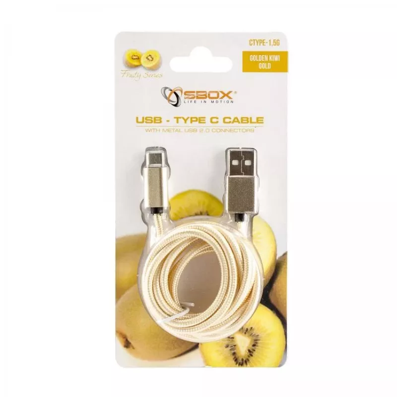 USB-kaapeli SBOX USB-TYPEC-15G 1,5m USB A USB C kulta