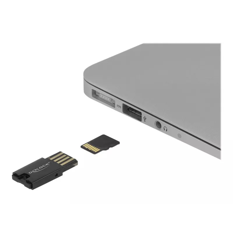 DeLOCK USB 2.0 -kortinlukija musta Micro SD MicroSDHC MicroSDXC 480 Mbit/s