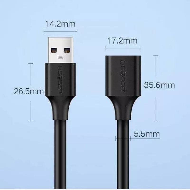 Ugreen-jatkokaapeliadapteri USB 3.0 (naaras) - USB 3.0 (uros) 2 m (musta)