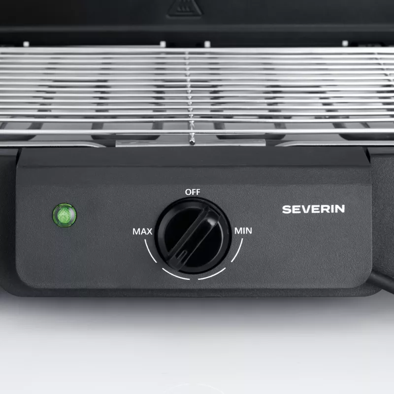 Severin PG 8594 pöytäsähkögrilli — 2000 W, suorakaiteen muotoinen ritilä, musta