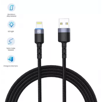 USB-Lightning-datakaapeli Tellur 1,2 m nailon punottu musta