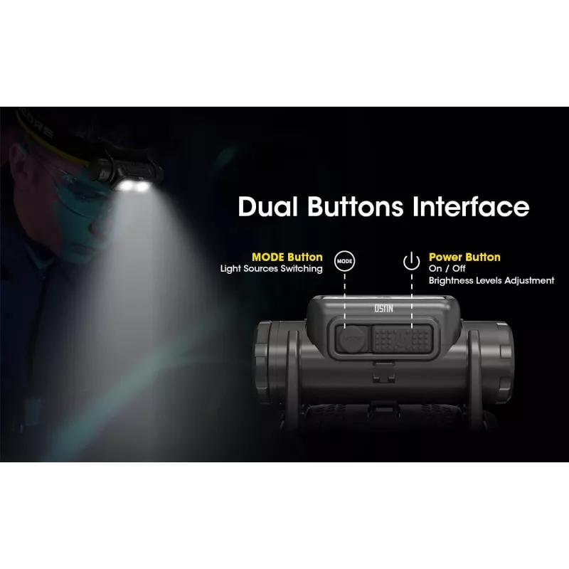 Otsalamppu Nitecore NU50 musta keltainen LED vedenpitävä iskunkestävä