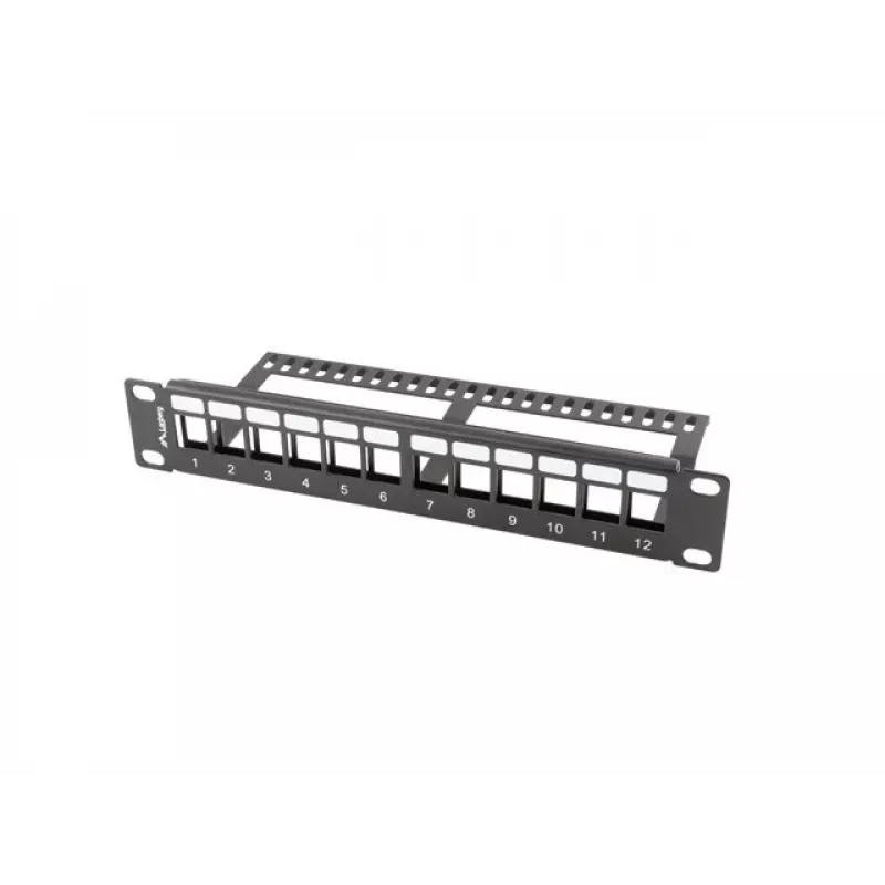 Lanberg PPKS-9112-B tyhjä kytkentäpaneeli 12 porttia 1U 10 tuumaa Keystone-järjestelijällä, musta