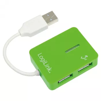 USB-keskitin LOGILINK UA0138 — 4-porttinen USB 2.0 -keskitin, vihreä, jopa 480 Mbit/s