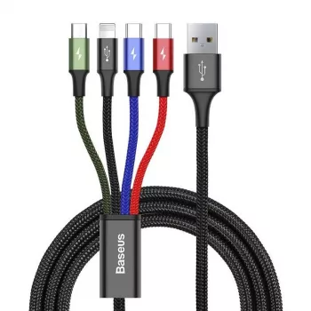 USB-kaapeli Baseus Fast 4in1 2xUSB-C / Lightning / Micro 3.5A 1.2m (musta)