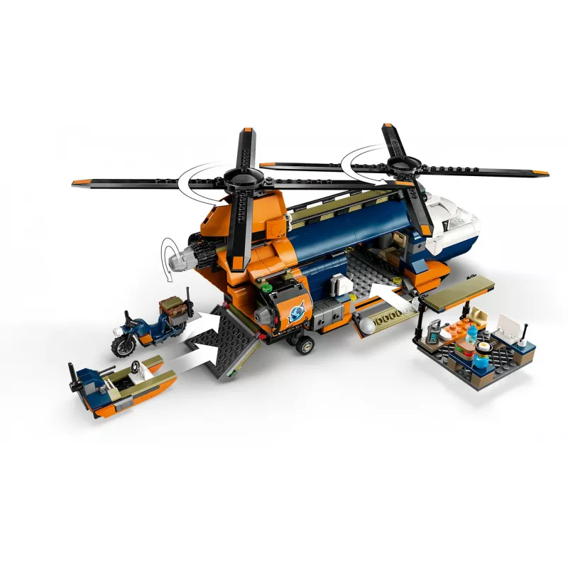 LEGO City 60437 viidakkotutkijahelikopteri tukikohdassa