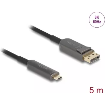 DELOCK aktiivinen optinen kaapeli USB-C - DisplayPort 81604 4K 60Hz, USB-C (Alt Mode) - DP, 1,8 m