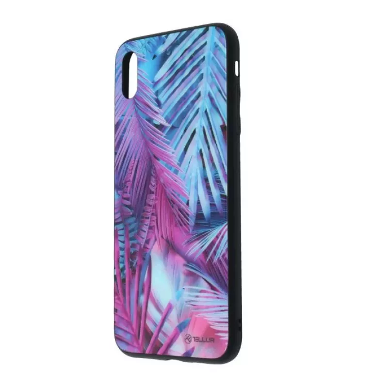 Lasinen suojakotelo Tellur iPhone XS Max:lle painetulla palmukuviolla